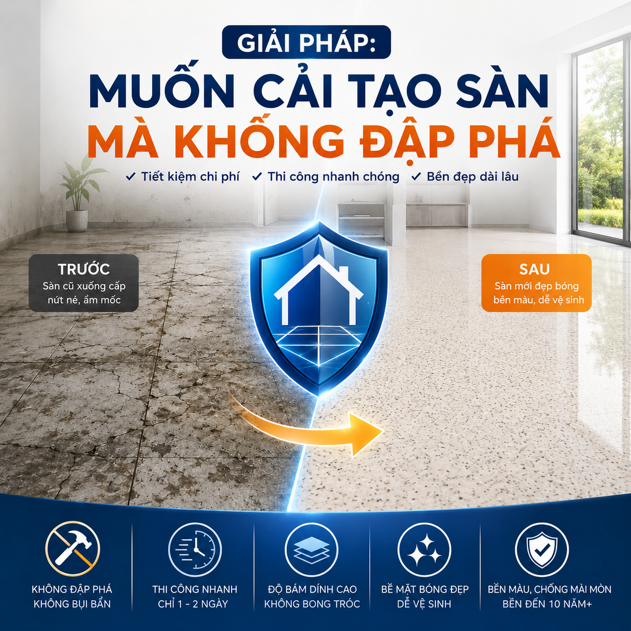 Sơn phủ sàn, nền nhà độ bền cao