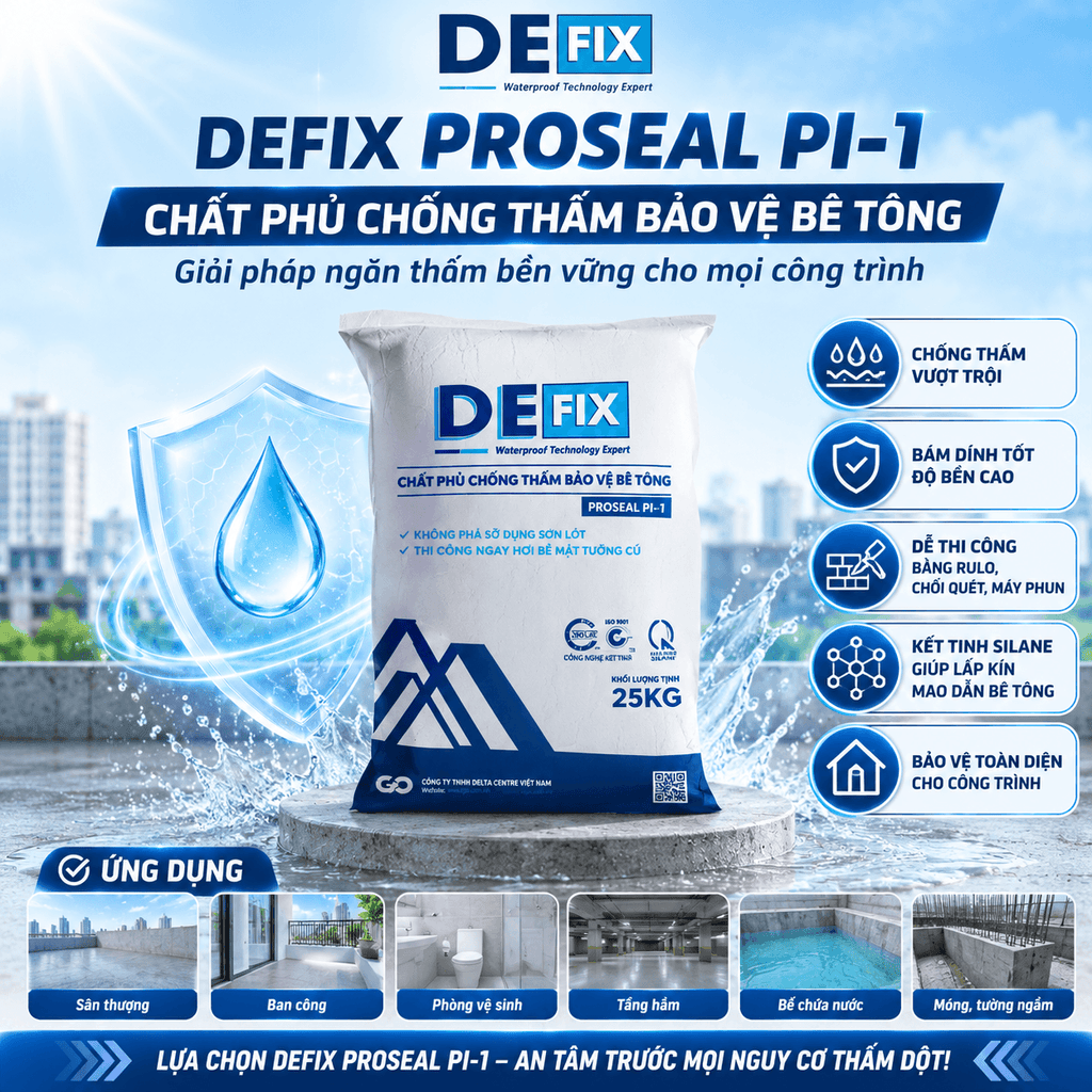 Chất Phủ Chống Thấm Bê Tông Cao Cấp DEFIX PI-1