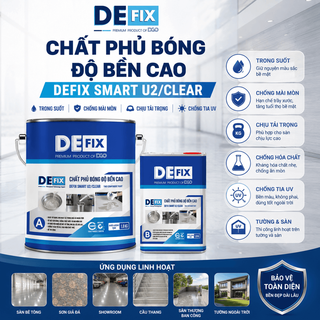 Chất phủ bóng độ bền cao, chống mài mòn, chịu tải trọng U2/Clear