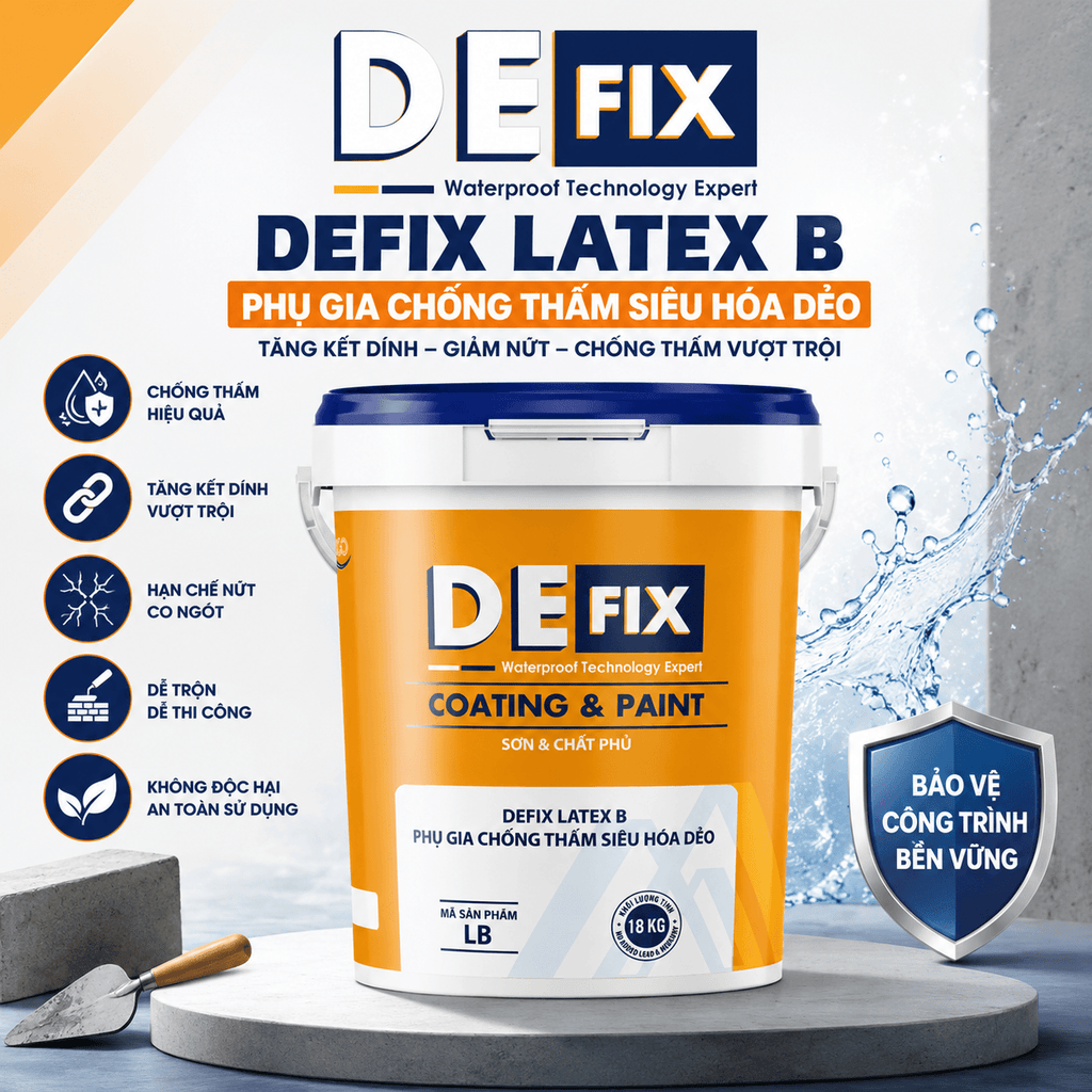 DEFIX LB – Phụ Gia Chống Thấm, Tăng Kết Dính, Siêu Hóa Dẻo Cho Xi Măng & Vữa