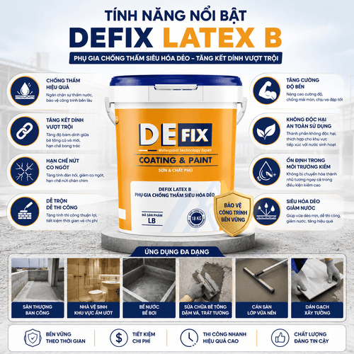 DEFIX LB – Phụ Gia Chống Thấm, Tăng Kết Dính, Siêu Hóa Dẻo Cho Xi Măng & Vữa