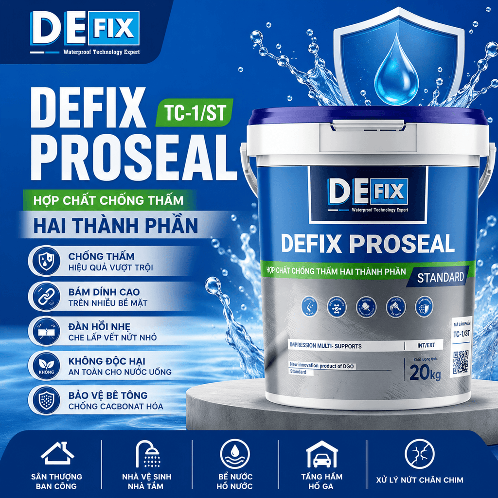 Hợp Chất Chống Thấm Cho Sân Thượng, Nhà Vệ Sinh, Bê Tông DEFIX TC-1/ST
