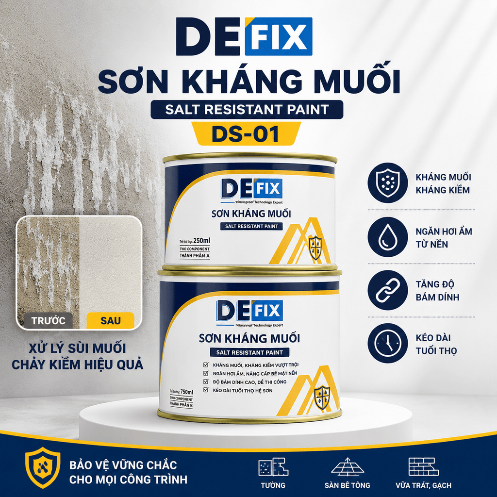Sơn Chống Sùi Muối, Chảy Kiềm, Ngăn Hơi Ẩm cho Tường và Sàn Bê Tông DEFIX DS-01