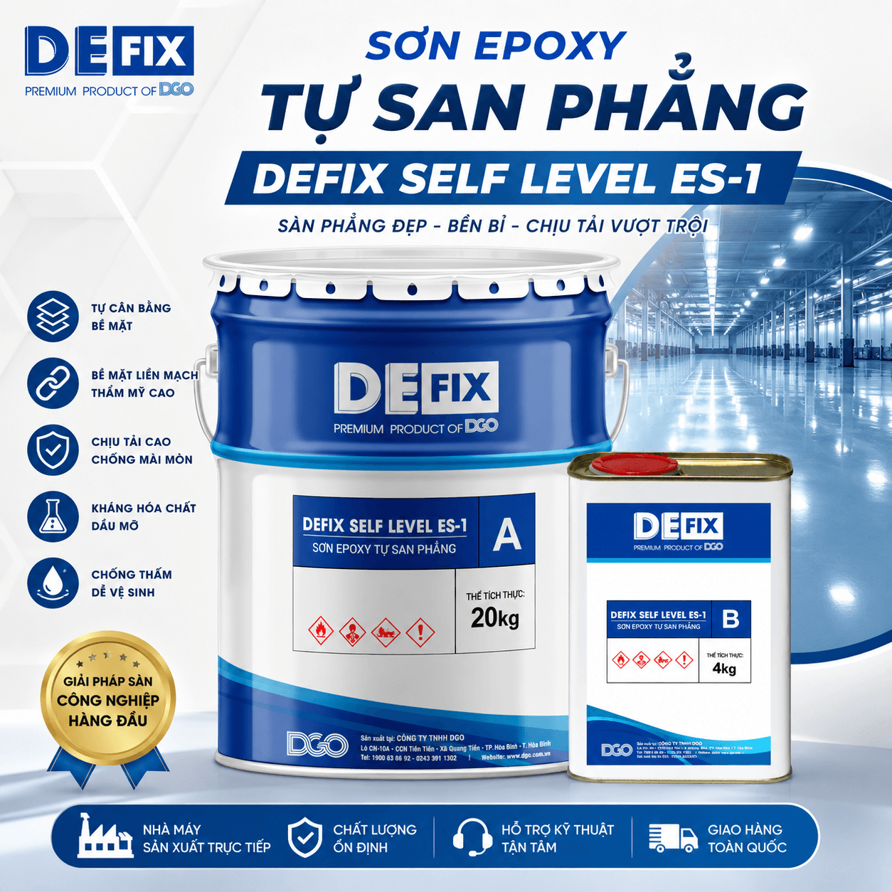 Sơn Epoxy Tự San Phẳng, Chịu Tải Cao, Chống Mài Mòn DEFIX ES-1