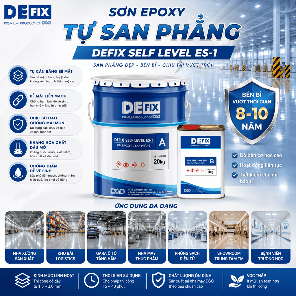 Sơn Epoxy Tự San Phẳng, Chịu Tải Cao, Chống Mài Mòn DEFIX ES-1