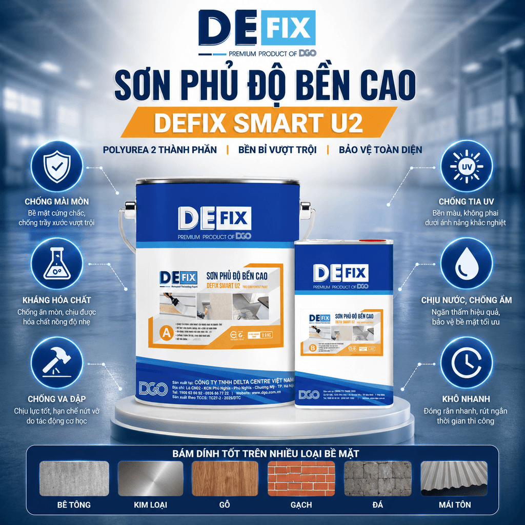 Sơn phủ độ bền cao chống mài mòn, chống hóa chất, chống tia UV DEFIX SMART U2